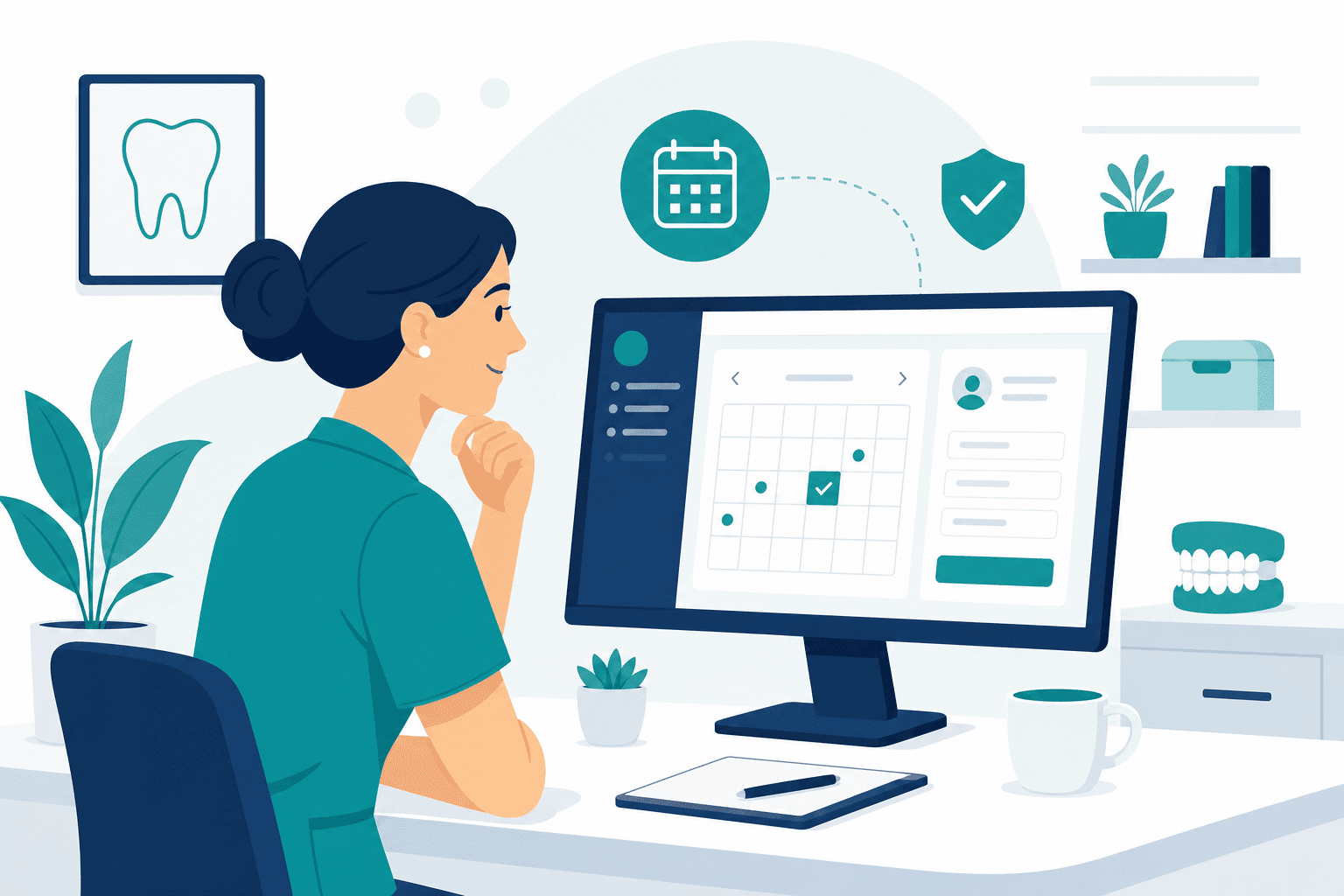 Service professional reviewing a website with online appointment booking