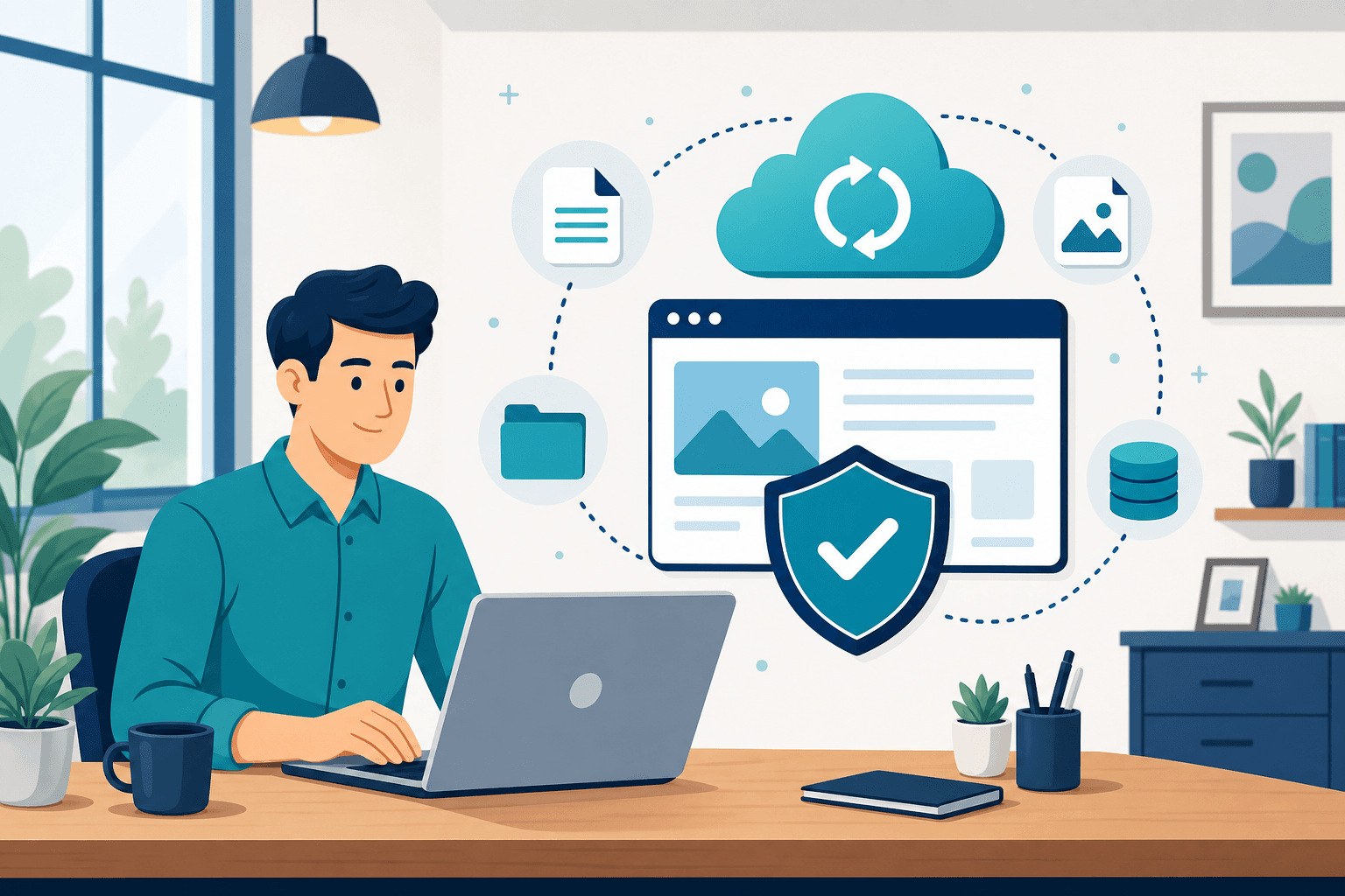 Small business owner learning about website backup protection