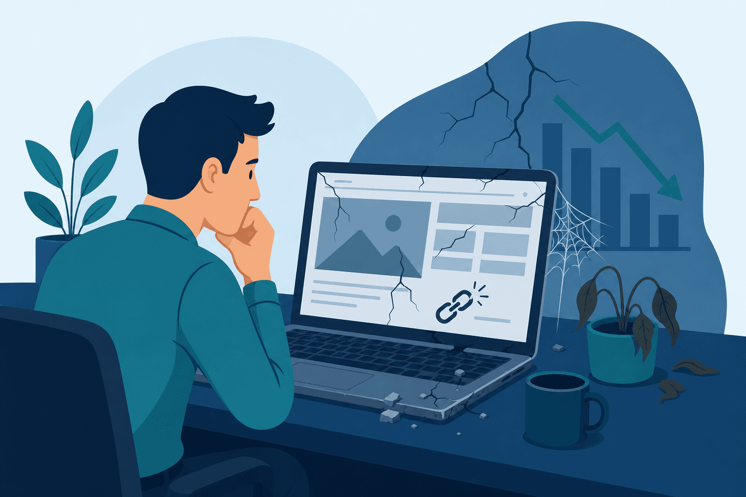 Small business owner discovering the slow decline of an unmaintained website
